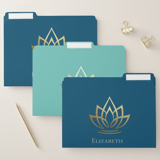 Stylish Gold Lotus  File Folder (Set)