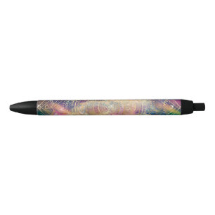 Stylish Gold Mandala Colorful Watercolor Nebula Pen