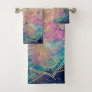 Stylish Gold mandala watercolor & Nebula Colorful Bath Towel Set