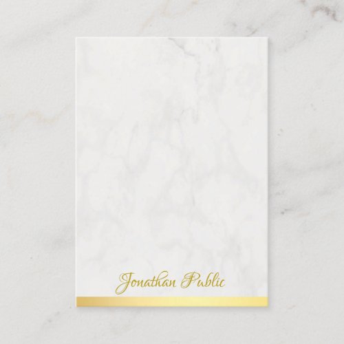 Stylish Gold Marble Handwritten Name Template Chic Business Card
