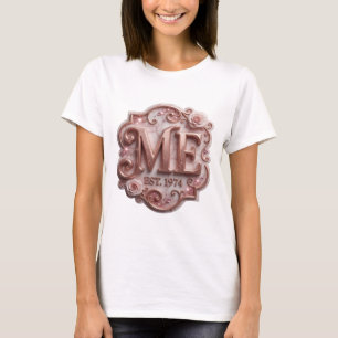 Stylish Gold ME EST 1974 Text Design T-Shirt