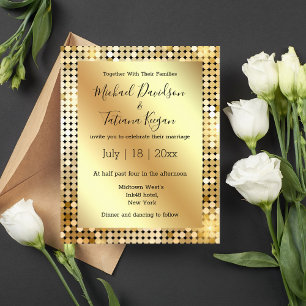 stylish gold metallic wedding invitation flyer