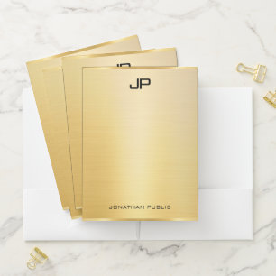 Stylish Gold Modern Business Monogram Template Pocket Folder