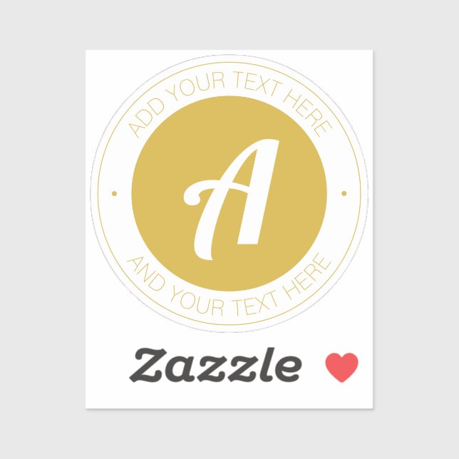 Stylish Gold Monogram or Add Logo | Transparent Sticker (Sheet)