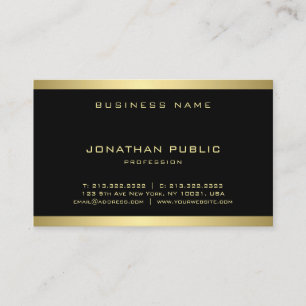 Stylish Gold Monogram Plain Modern Minimalist Chic Business Card