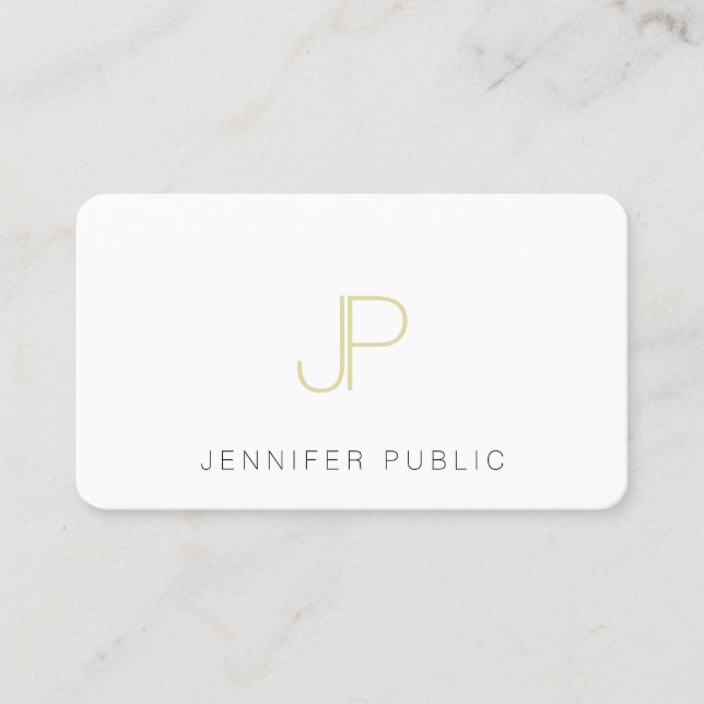 Stylish Gold Monogram Template Trendy Elegant Top Business Card (Front)