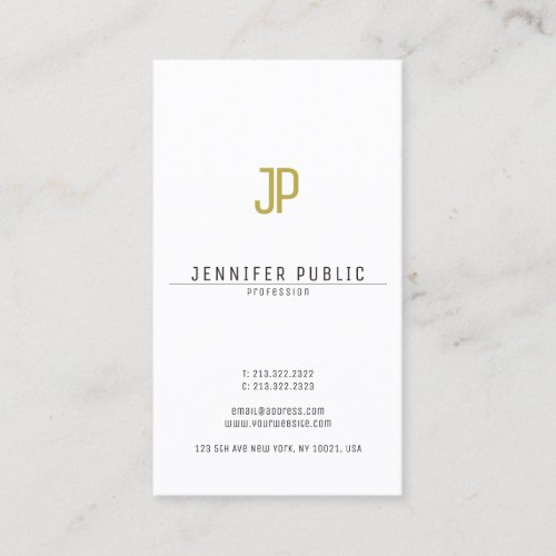 Stylish Gold Monogrammed Design Trendy Modern Business Card