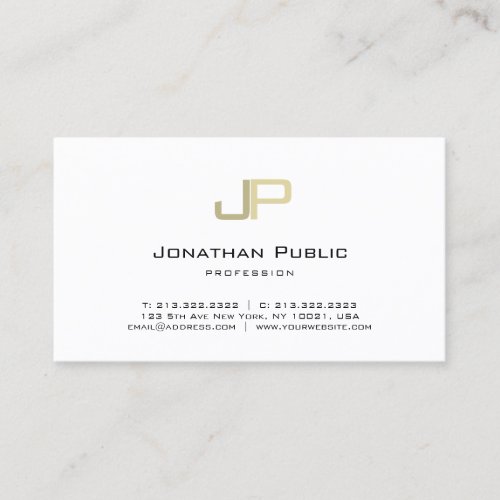 Stylish Gold Monogrammed Minimalistic Plain Cool Business Card