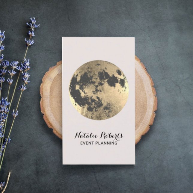 Stylish Gold Moon Modern Event Planning Business Card (Creator Uploaded)