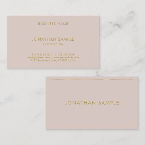 Stylish Gold Name Modern Simple Design Template Business Card | Zazzle