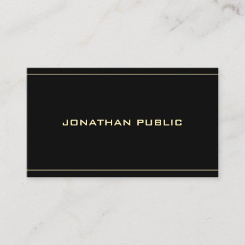 Stylish Gold Name Text Modern Simple Black Trendy Business Card