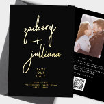 Stylish GOLD NAMES | Photo Custom Save The Date Foil Invitation<br><div class="desc">Stylish GOLD NAMES | Photo Custom Save The Date</div>