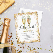 Stylish Gold New Years Party Invitation Postcard