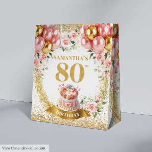 Stylish Gold Number 80th Birthday Boho Glitter Bag