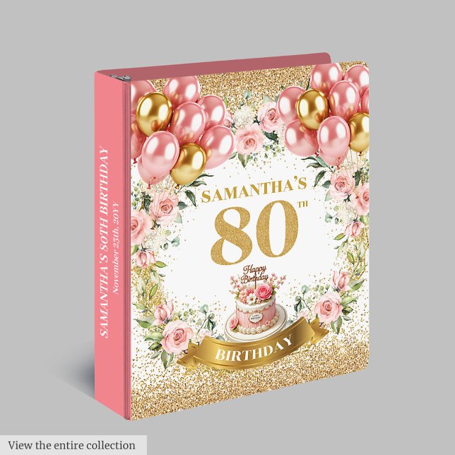 Stylish Gold Number 80th Birthday Keepsake Album 3 Ring Binder (Stylish Gold Number 80th Birthday Keepsake Album 3 ring binder )
