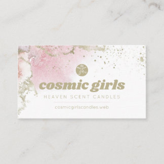 Stylish Gold & Pink Watercolor Abstract  Business Card