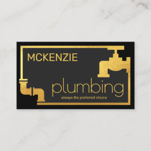 Stylish Gold Pipe Faucet Border Frame Business Card