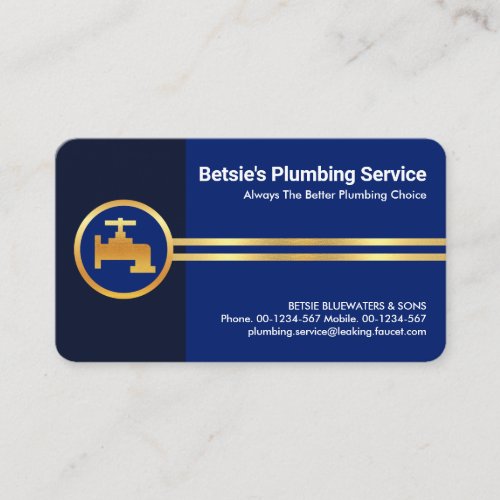 Stylish Gold Plumber Pipe Lines Business Card