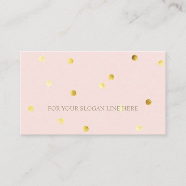 Stylish Gold Polka Dot Pattern Pink Business Card (Front)