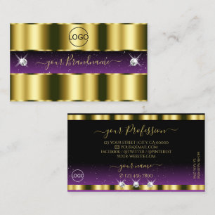 Stylish Gold Purple Black Sparkle Jewels with Logo Business Card