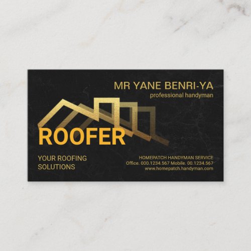Stylish Gold Roof Black Granite Roofing Business Card