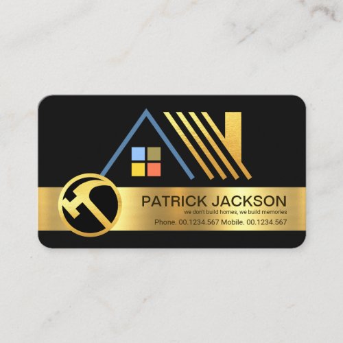 Stylish Gold Rooftop Design Construction Roofing Business Card