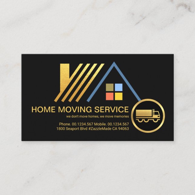 Stylish Gold Rooftop On The Move Business Card (Front)
