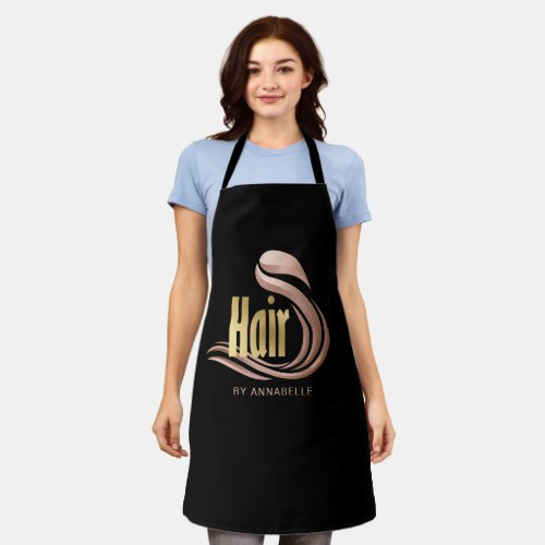 Stylish Gold Rose Gold  Black Hairstylist Apron