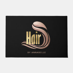 Stylish Gold, Rose Gold & Black Hairstylist Doormat