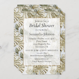 Stylish Gold Sage Green Tropical Bridal Shower Invitation