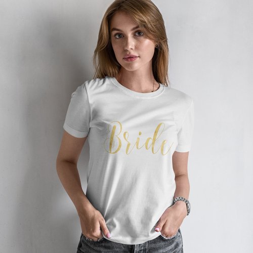 Stylish Gold Script Bride T_Shirt