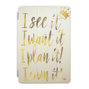 Stylish Gold Script Ivory Motivational iPad Mini Cover