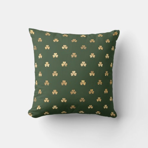 Stylish Gold Shamrock Green St Patricks Day Throw Pillow