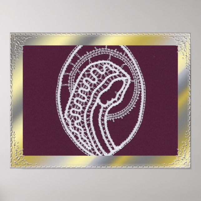 Stylish gold silver border frame custom photo   poster (Front)