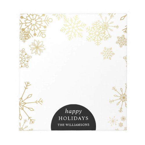 Stylish Gold Snowflakes Christmas Party Notepad