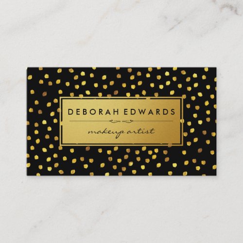 Stylish Gold Speck Pattern Black with Golden Label Business Card