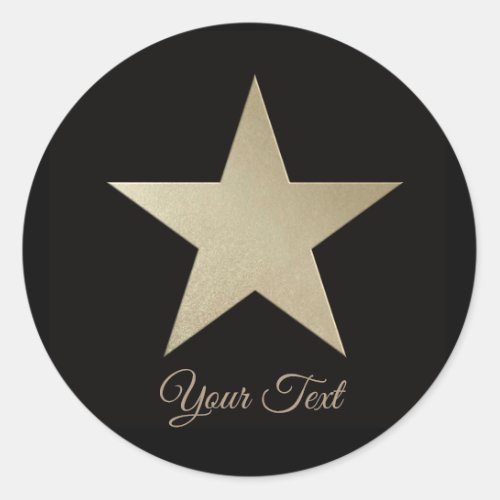 stylish gold star foil glitter sparkle classic round sticker