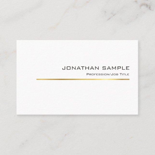 Stylish Gold Stripe Design Professional Chic Plain Business Card (Front)