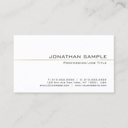 Stylish Gold Stripe Simple Plain Luxe Professional Business Card