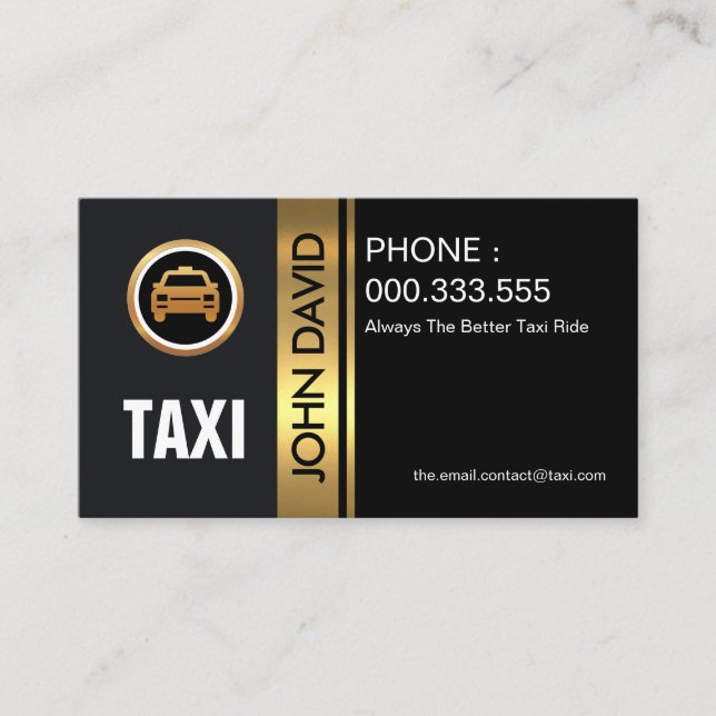 Stylish Gold Stripe Taxi Cab Business Card (Front)