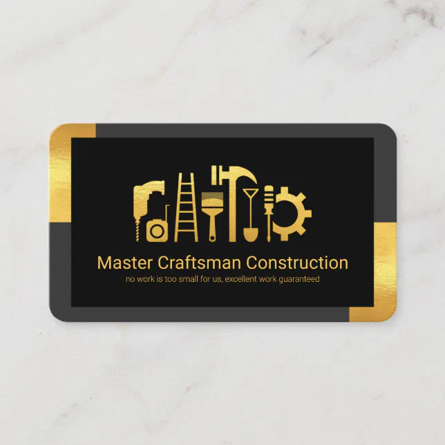 Stylish Gold Tab Frame Home Renovation Business Card | Zazzle