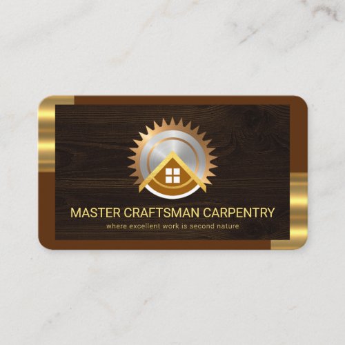 Stylish Gold Tab Frame Timber Wood Business Card