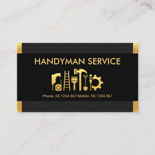 Stylish Gold Tabs Handyman Tool Business Card