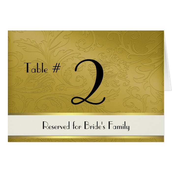 Stylish Gold Tone Custom Wedding Table Tent Card