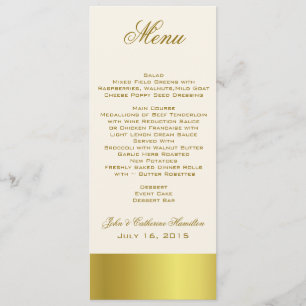 Stylish Gold Tone Skinny Wedding Table Menu