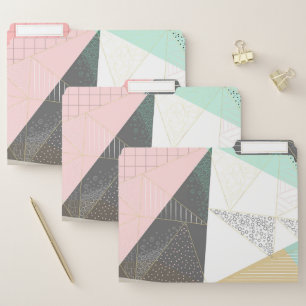 Stylish gold triangles geometric design file folder