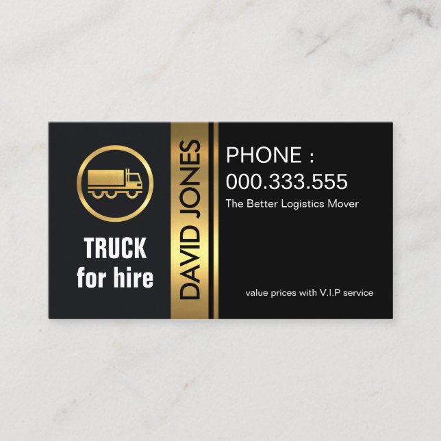 Stylish Gold Truck Stripe Business Card (Front)