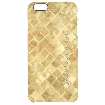 Stylish Gold Wall Brick Pattern With Monogram Name Clear Iphone 6 Plus Case by CityHunter at Zazzle
