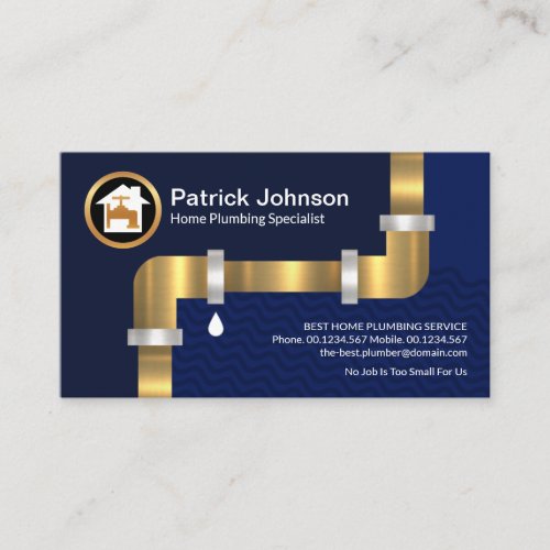 Stylish Gold Water Pipes Flood Waters Plumbing Business Card