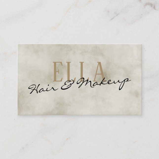 Stylish Gold Watercolor Hair Makeup Business Card (Front)